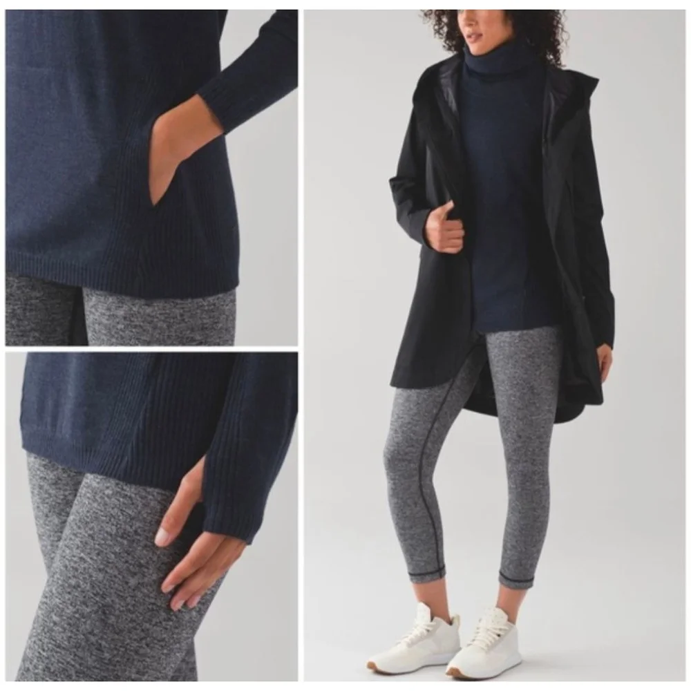 Lululemon Sweat & Savasana Sweater Black Ribbed Turtleneck S
